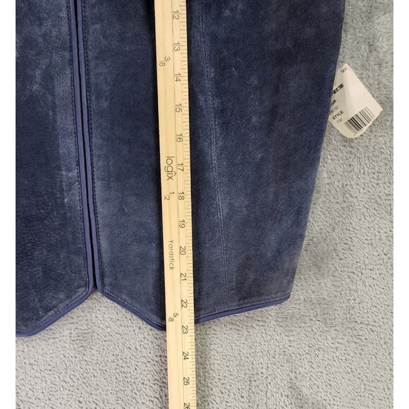 Passports Vest Skirt Set Womens Medium Blue Leather Full Zip Vintage Knee Length - Picture 6 of 16